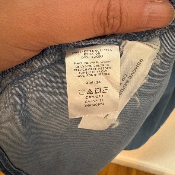 LOFT short Sleeve Wrap Midi Denim Dress Women’s 4 Denim Blue - Picture 7 of 11